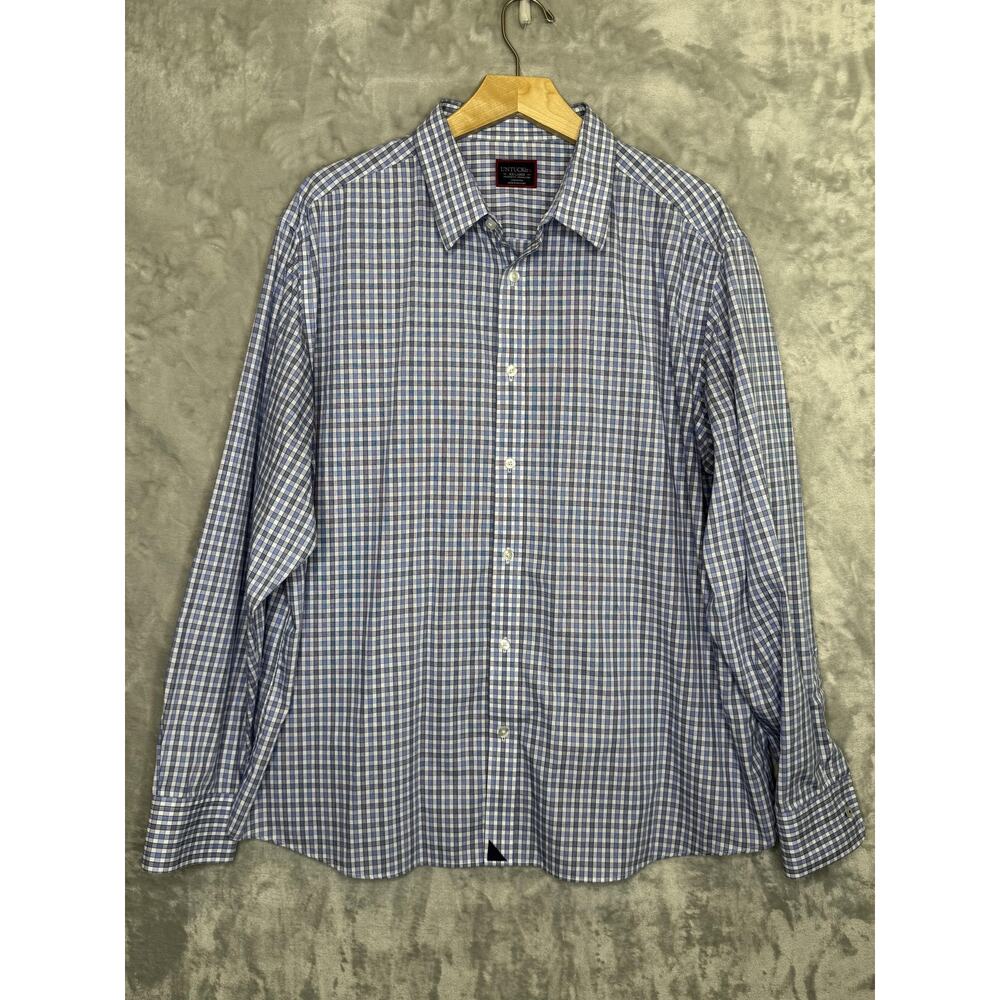 UNTUCKit Durif Shirt Mens 2XL Blue Check Long Sleeve Button Down Wrinkle Free
